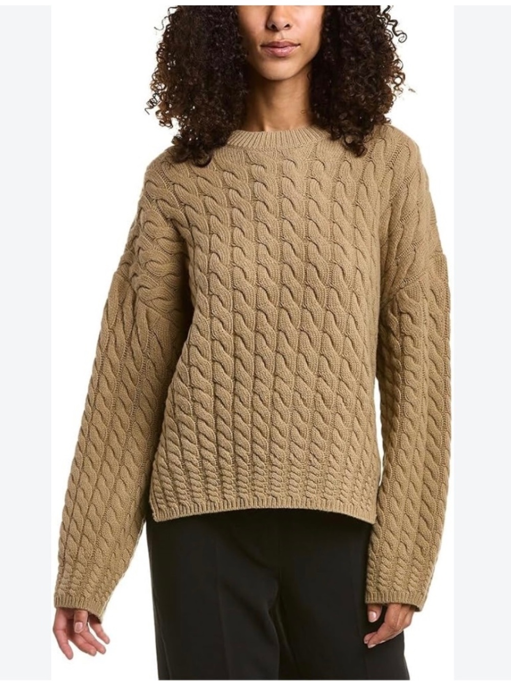 THEORY Karenia Cable M  Wool-Cashmere Sweater Dark Beige
